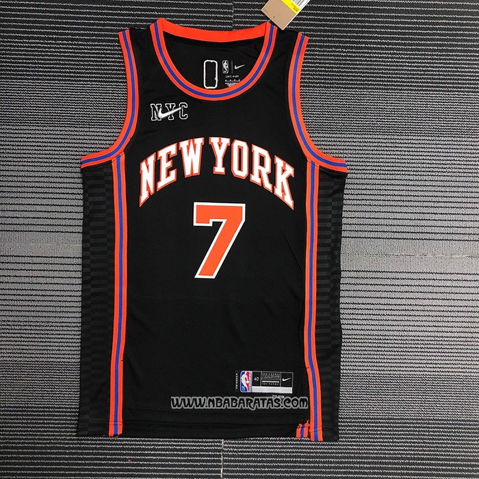 Camiseta New York Knicks Carmelo Anthony #7 Ciudad 2021-22 Negro